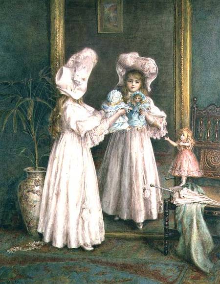 Playing with her dolls van Mary Gow