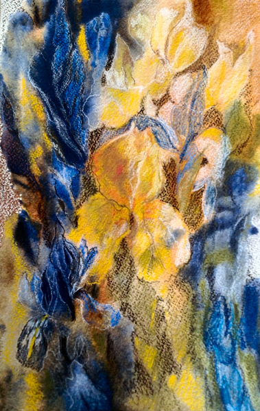 gold and blue iris van Mary Smith