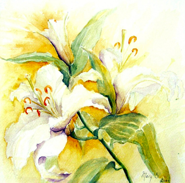 white lilies van Mary Smith