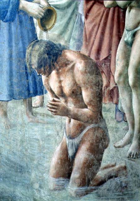 St. Peter Baptising the Neophytes (Detail of the neophyte) van Masaccio