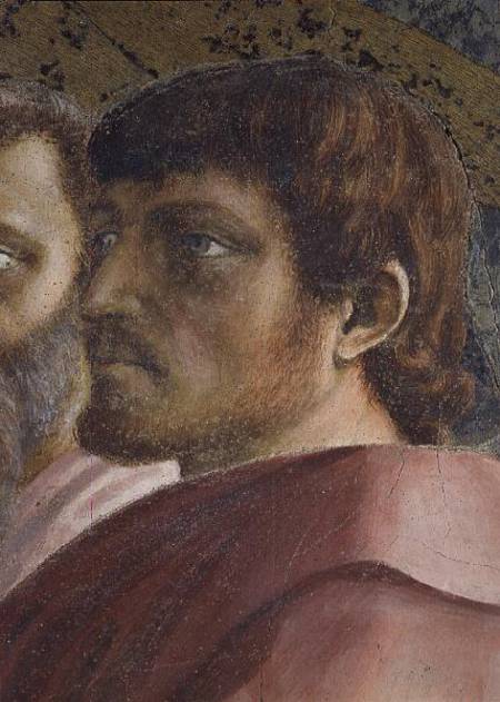 Tribute Money (Head of an Apostle - detail of 31642) c.1427 (fresco) van Masaccio
