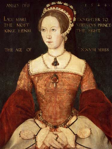 Portrait of Mary I or Mary Tudor (1516-58), daughter of Henry VIII, at the Age of 28 van Master John