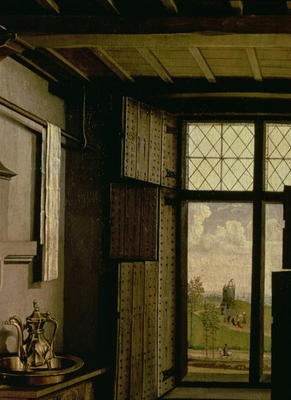 Detail of the Window, from the St. Barbara wing of the Werl Altarpiece, 1438 (panel) (detail of 3692 van Master of Flemalle
