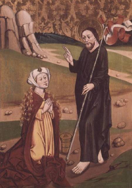 Christ Appears to Mary Magdalene (tempera on panel) van Master of Janosret