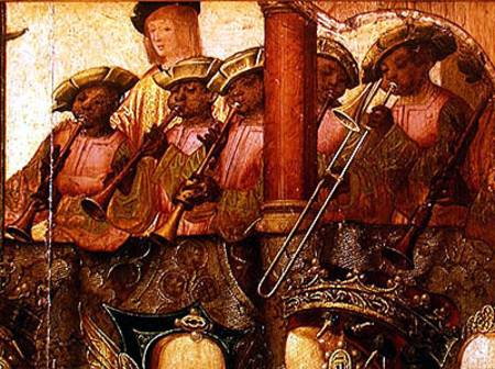 The Engagement of St. Ursula and Prince Etherius, detail of the black musicians van Master of Saint Auta