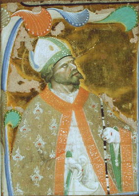 A Bishop Saint (vellum) van Master of San Michele of Murano
