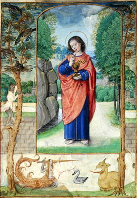 St. John the Evangelist, form a book of Hours (vellum) van Master of the Book of the Prayers