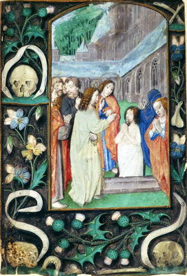 The Raising of Lazarus, from a book of Hours (vellum) van Master of the Book of the Prayers