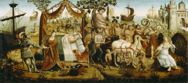 Ariadne in Naxos, from the Story of Theseus van Master of the Campana Cassoni
