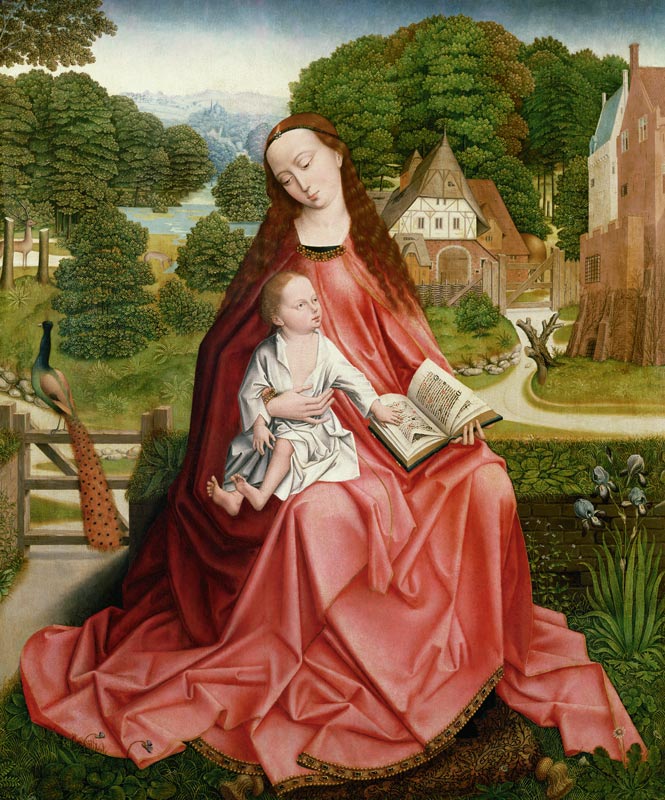 Virgin and Child in a Garden van Master of the Embroidered Foliage
