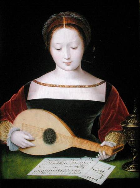 Mary Magdalene Playing a Lute van Master of the Female Half Lengths
