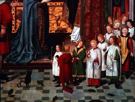 The Seven Joys of the Virgin Altarpiece: detail of a boys' choir van Master of the Holy Parent