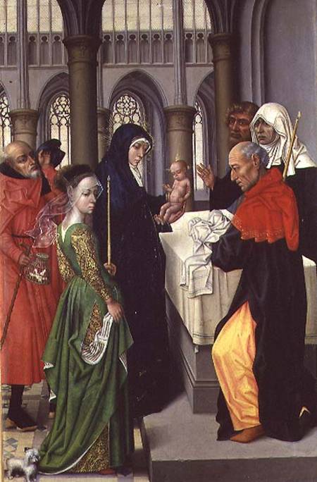 Presentation in the Temple, left hand panel of a diptych van Master of the Legend of St. Catherine