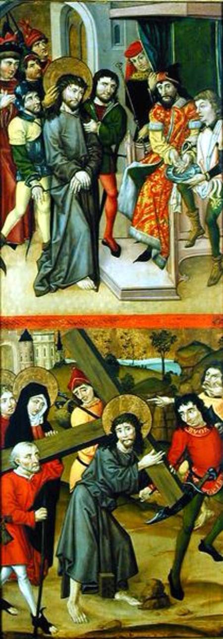 Christ Before Pilate and Christ Carrying the Cross, panel from and altarpiece depicting scenes of th van Master of the Luneburg Footwashers
