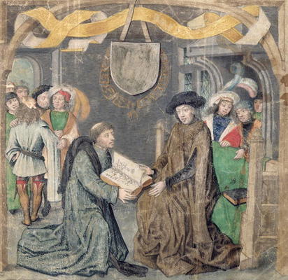 The Presentation of a Book to a Lord (vellum) van Master of the St. Bartholomew Altarpiece