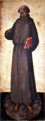 St. Francis (tempera on panel) van Master of the Straus Madonna