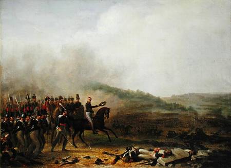 Willem Frederik (1772-1843) Prince of Orange at the Battle of Quatre Bras van Mathieu Ignace van Bree