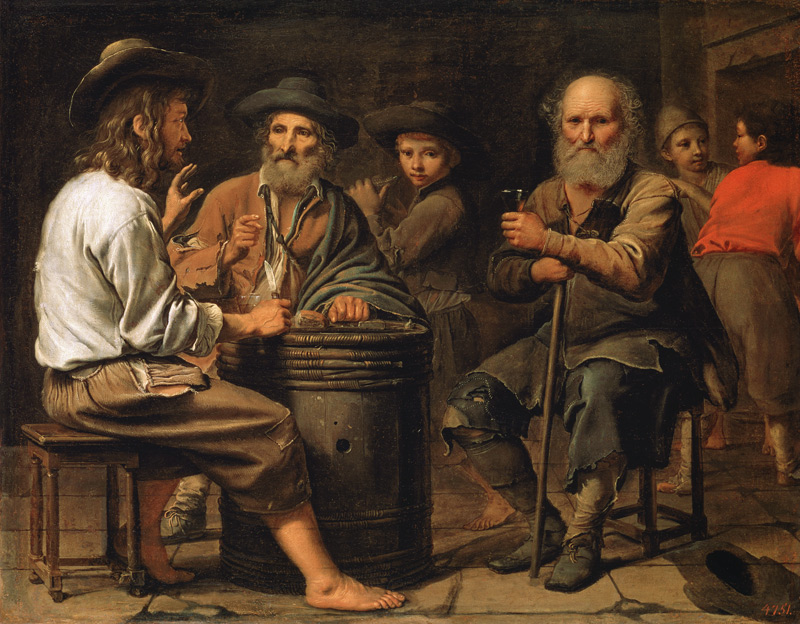 Peasants in a Tavern van Mathieu Le Nain