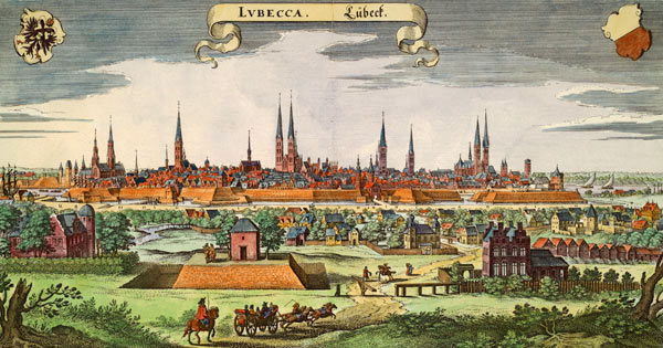 View of the City of L??beck van Matthäus Merian de oude