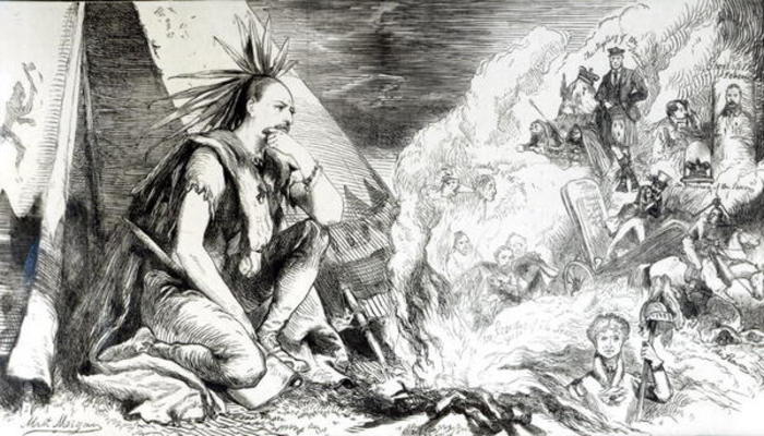 'Pictures in the Fire', cartoon from 'Tomahawk' magazine, August 24th 1867 (litho) (b/w photo) van Matthew "Matt" Somerville Morgan
