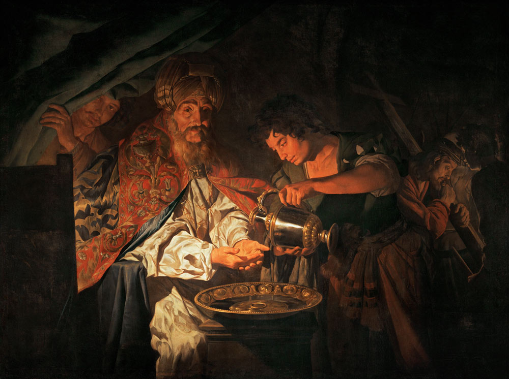 Pilate Washing his Hands van Matthias Stomer