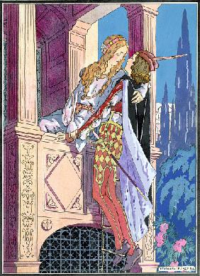 Romeo and Juliet in the balcony scene