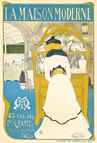 A poster advertising the Parisian art gallery 'La Maison Moderne', opened by Julius Meier-Graefe van Maurice Biais