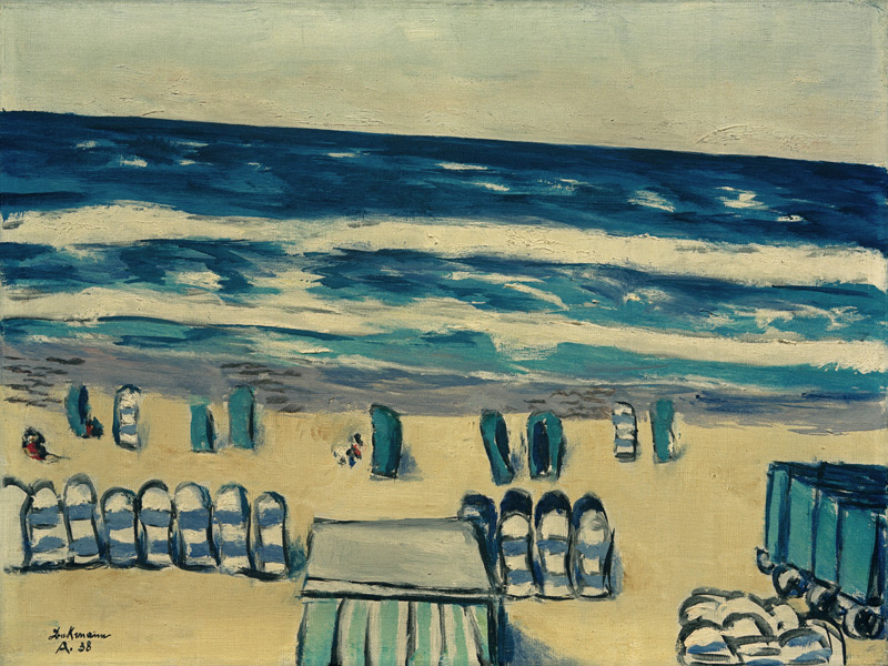 Blaues Meer mit Strandkörben van Max  Beckmann
