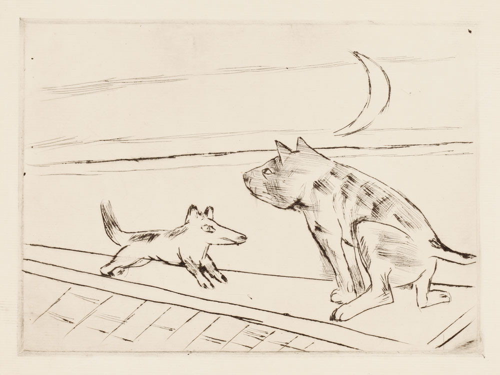 Dogs in the evening breeze (Hunde im Abendwind). 1921 (H. 204) van Max  Beckmann
