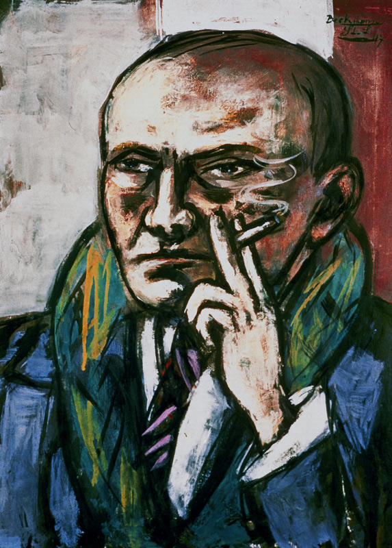 Self-portrait with cigarette van Max  Beckmann