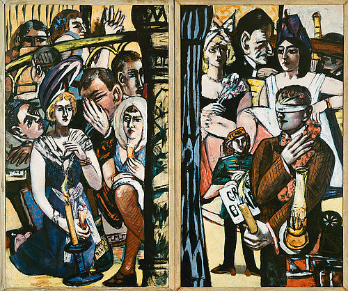 Blind mans bluff (Blinde Kuh). Right and left panel of the triptych. 1945 van Max  Beckmann