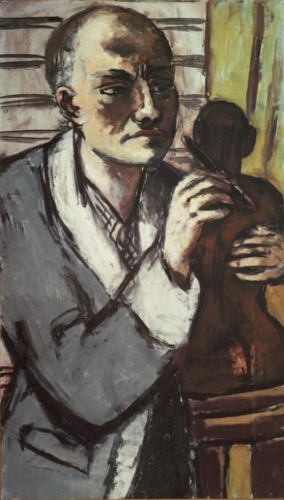 Self-portrait with grey dressing gown van Max  Beckmann