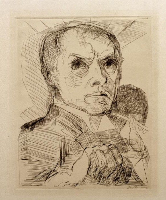 Self-portrait with a handle van Max  Beckmann