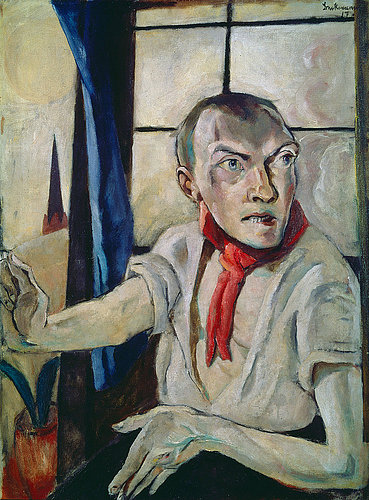 Self portrait with red scarf. 1917 van Max  Beckmann