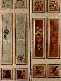 Türflügelpaare der Villa Albers. Li:Mars u.Venus, Re:Blumen u.Masken