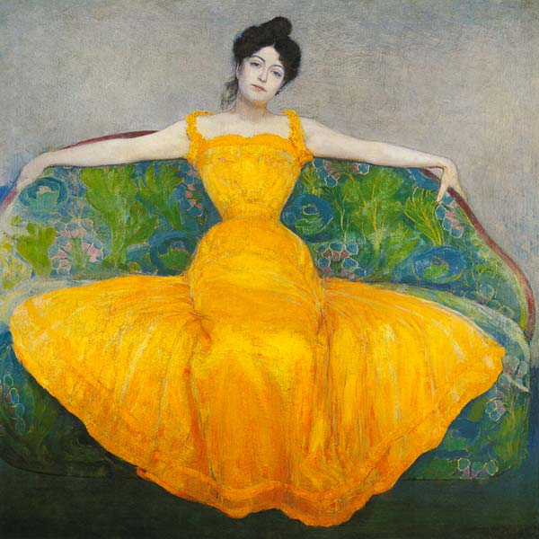 Dame met gele jurk  van Max Kurzweil