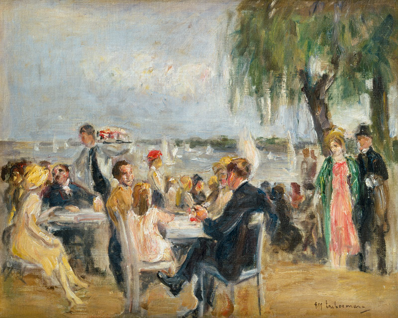 Gartencafé an der Elbe van Max Liebermann