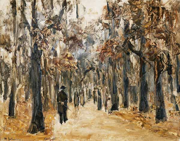 Tiergarten im Herbst mit Spaziergangern. van Max Liebermann