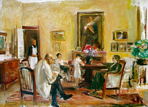 Der Künstler und seine Familie in seinem Haus am Wannsee van Max Liebermann