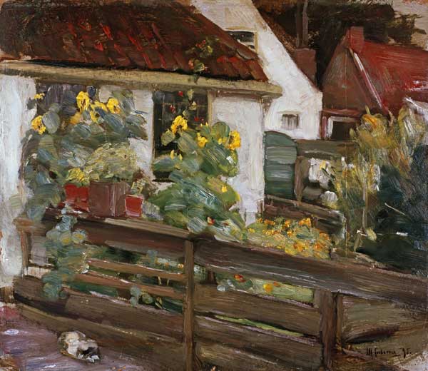 Garten mit Sonnenblumen van Max Liebermann