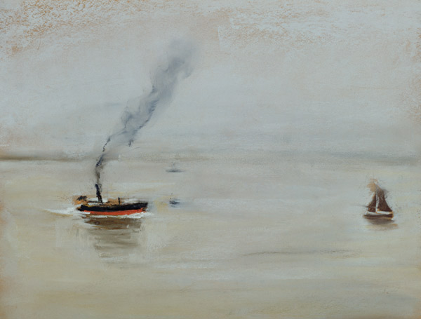 Rainy Weather on the Elbe, 1902 (pastel on paper) (see also 144743) van Max Liebermann