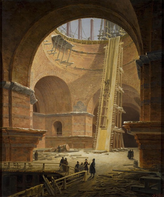 Raising of Columns in the St Isaac's Cathedral van Maxim Nikiforowitsch Worobjew