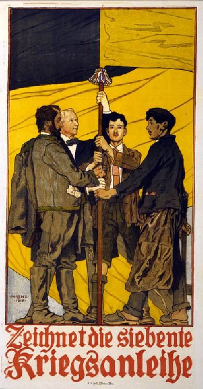 Austrian Fund Raising Campaign "Zeichnet die siebente Kriegsanleihe" pub. 1917 (colour lithograph) van Maximilian Lenz