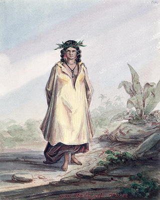 Young woman of Tahiti, c.1841-48 (pen, ink and w/c on paper) van Maximilien Radiguet