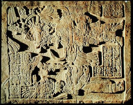 Stela depicting a High Priest and a Woman, from Yaxchilan van Mayan