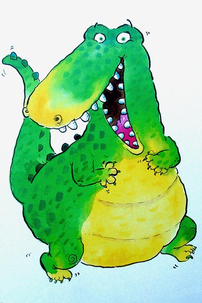 Happy Crocodile (w/c & ink on paper)  van Maylee  Christie