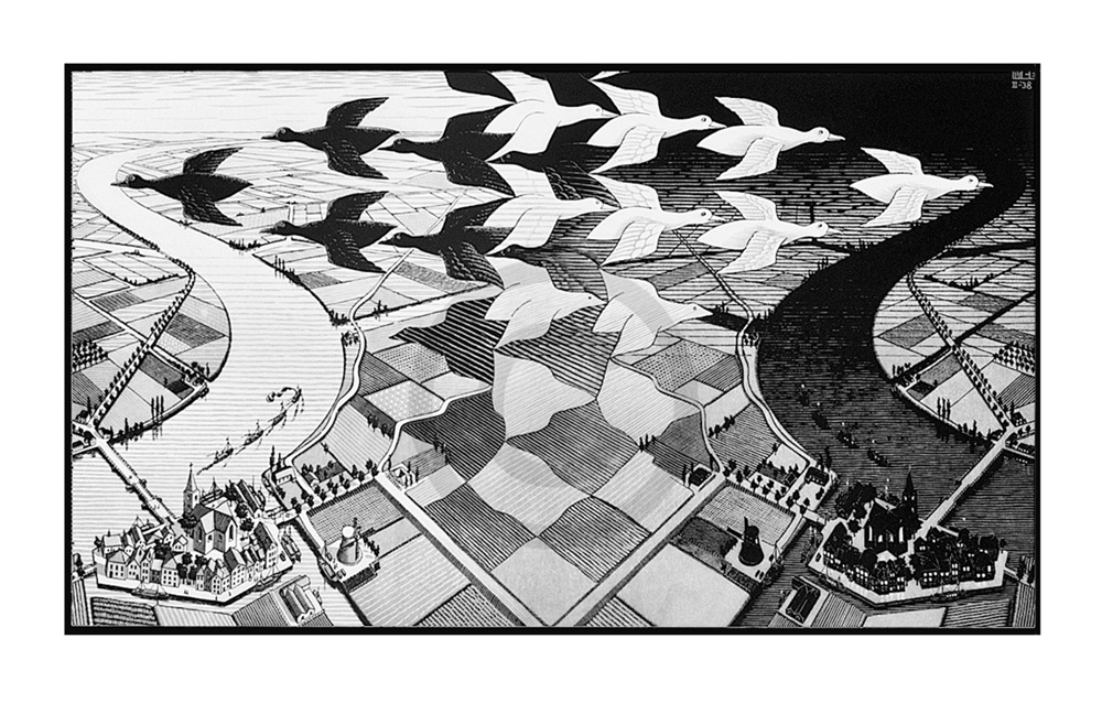 Dag en Nacht  - (ESE-07) van M.c. Escher