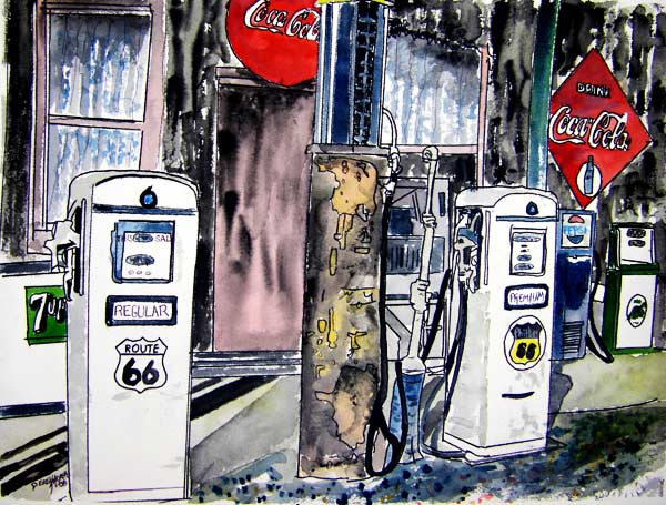 Route 66 Gas Station van Derek McCrea