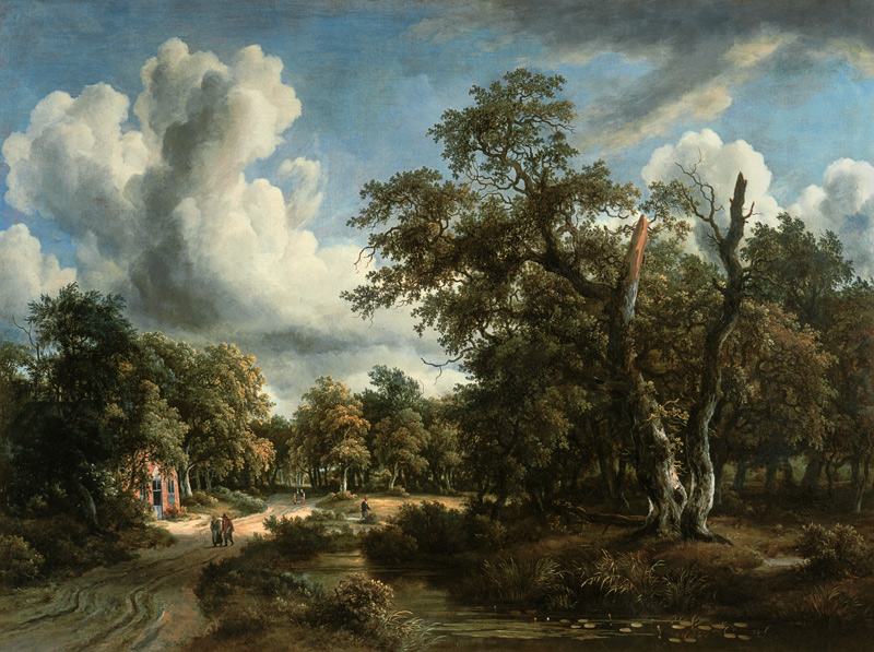 Landschap bij het bos van Haarlem   van Meindert Hobbema