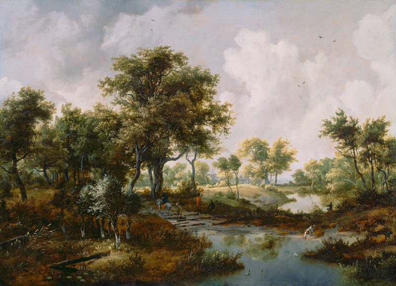 A Wooded Landscape van Meindert Hobbema